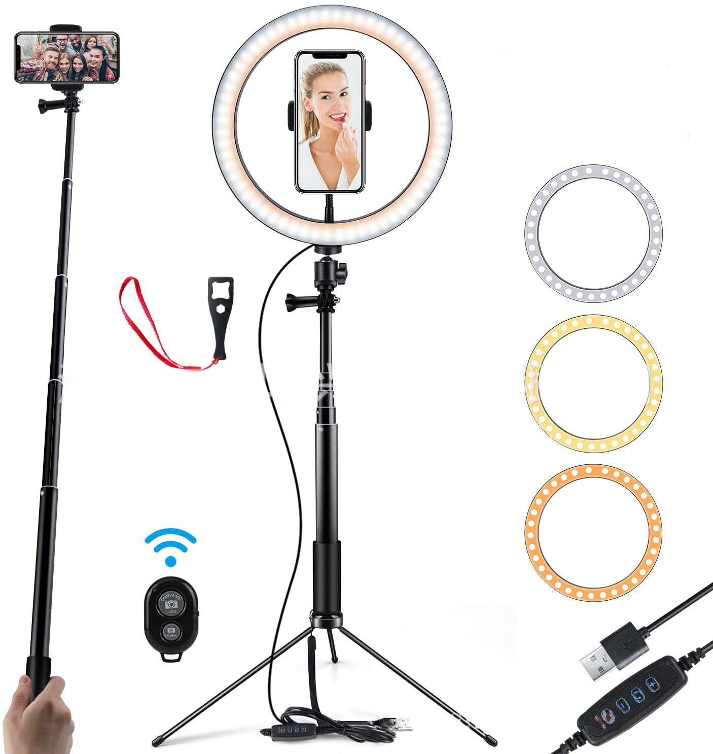 10 LED Ring Light Lamp Selfie Tripod Stand - Arovion