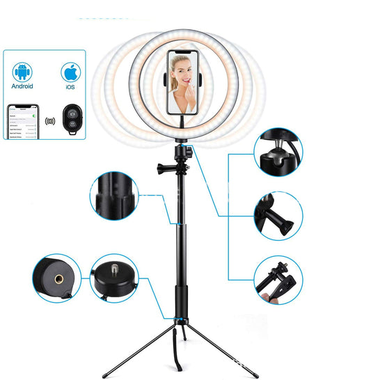 10 LED Ring Light Lamp Selfie Tripod Stand - Arovion