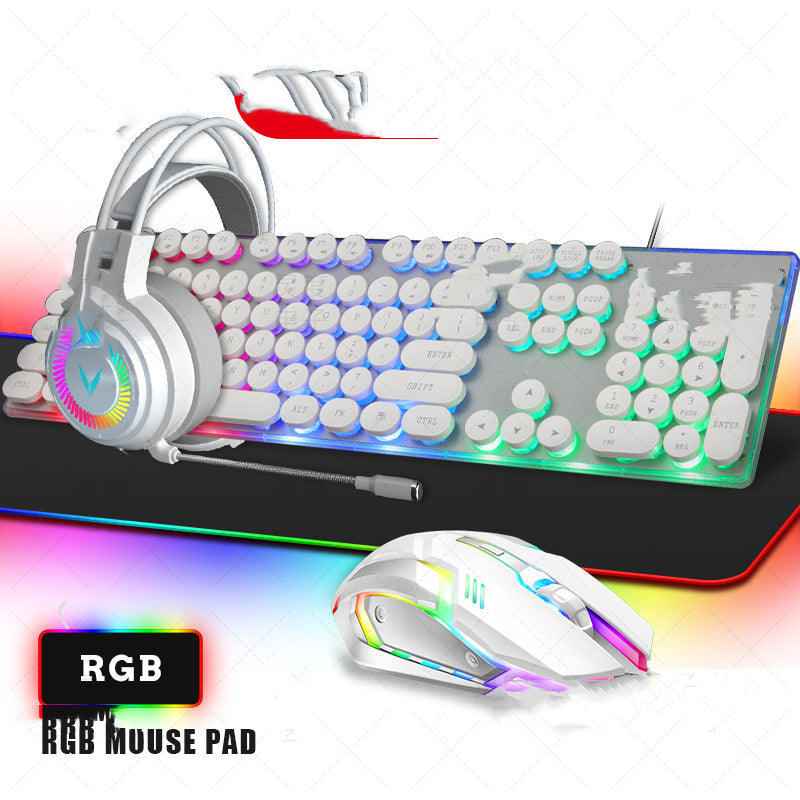 Punk Keyboard And Mouse Headphones Four-piece Set - Arovion