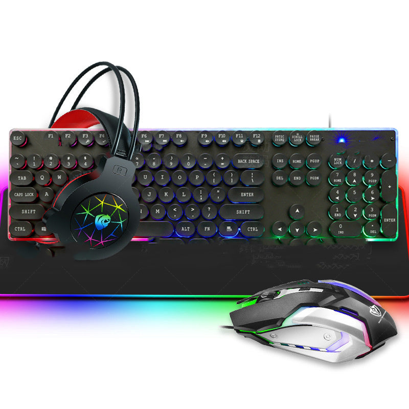 Punk Keyboard And Mouse Headphones Four-piece Set - Arovion