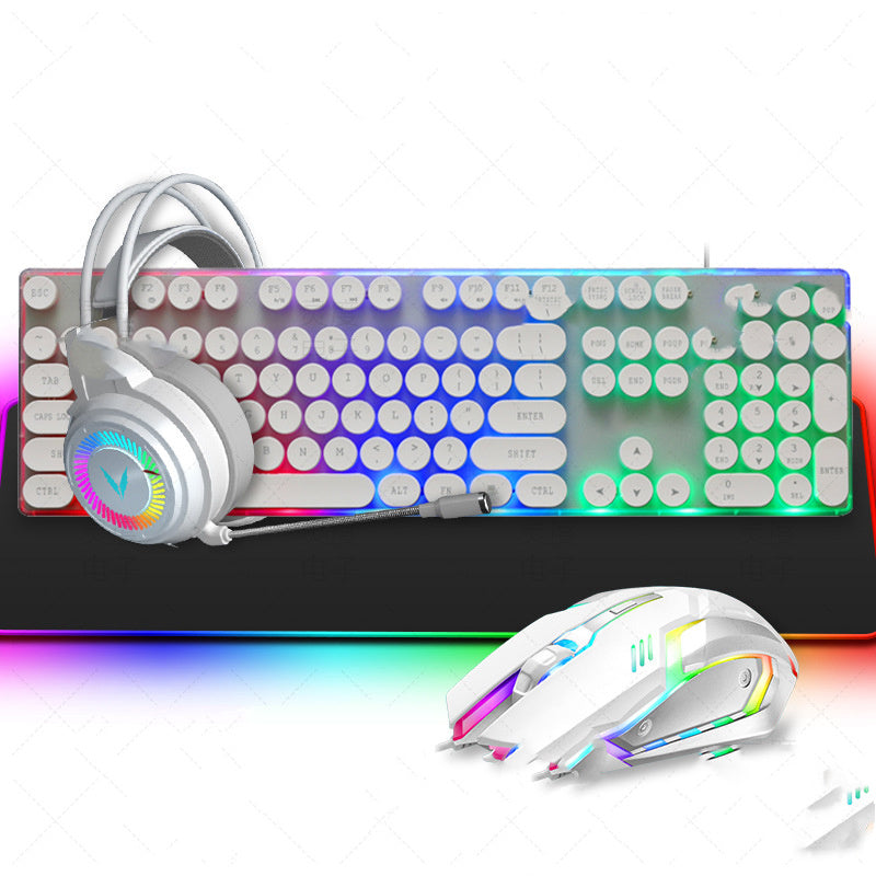 Punk Keyboard And Mouse Headphones Four-piece Set - Arovion