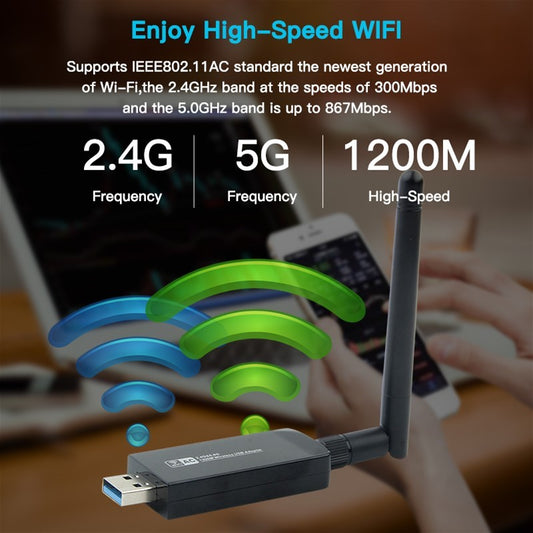 1200M Wireless Bluetooth Network Card USB - Arovion