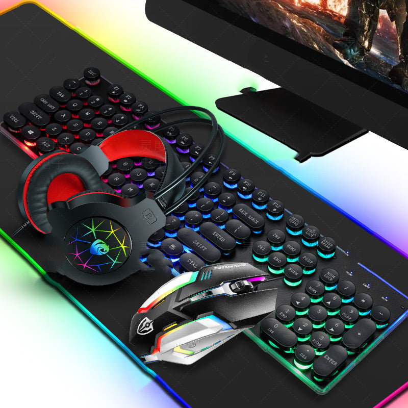 Punk Keyboard And Mouse Headphones Four-piece Set - Arovion